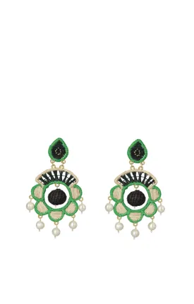 Green Fresh Water Pearl Earrings