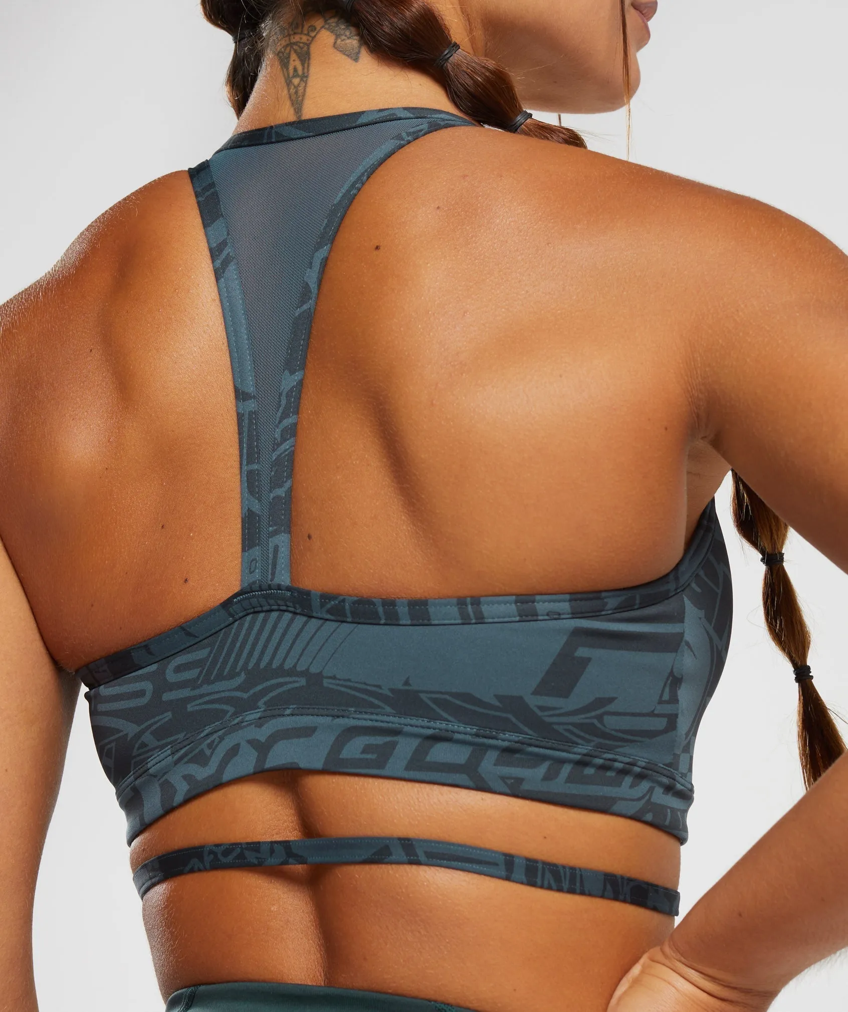 GS Power Strappy Sports Bra - Smokey Teal