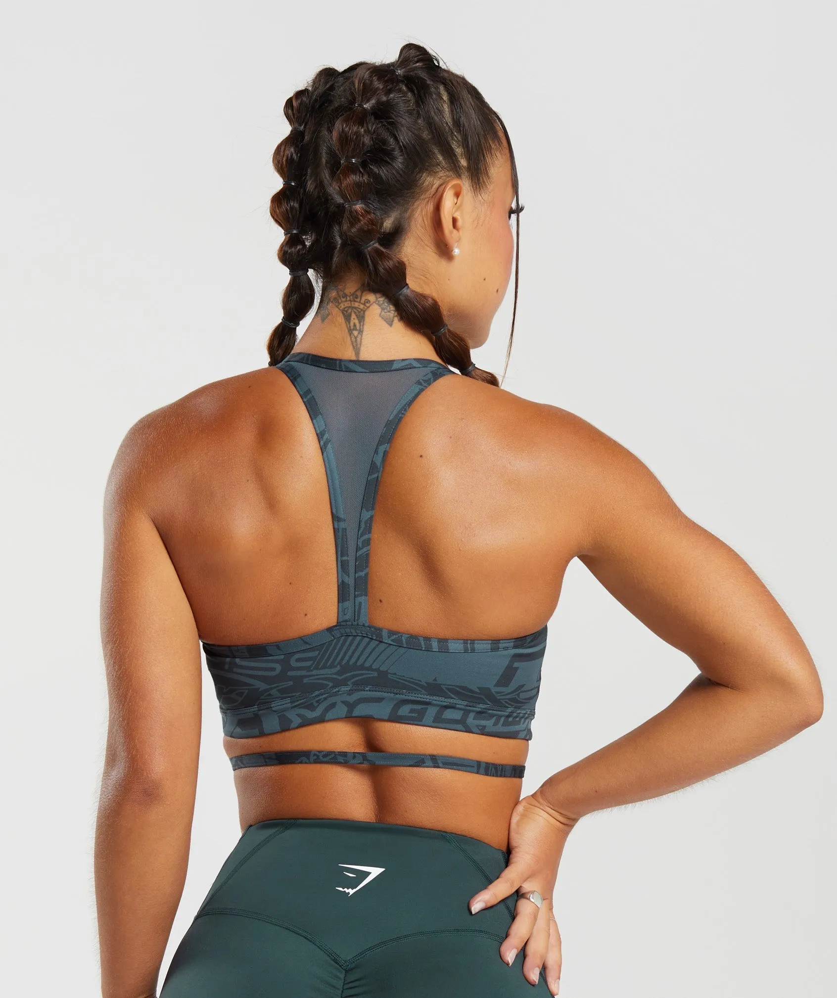 GS Power Strappy Sports Bra - Smokey Teal