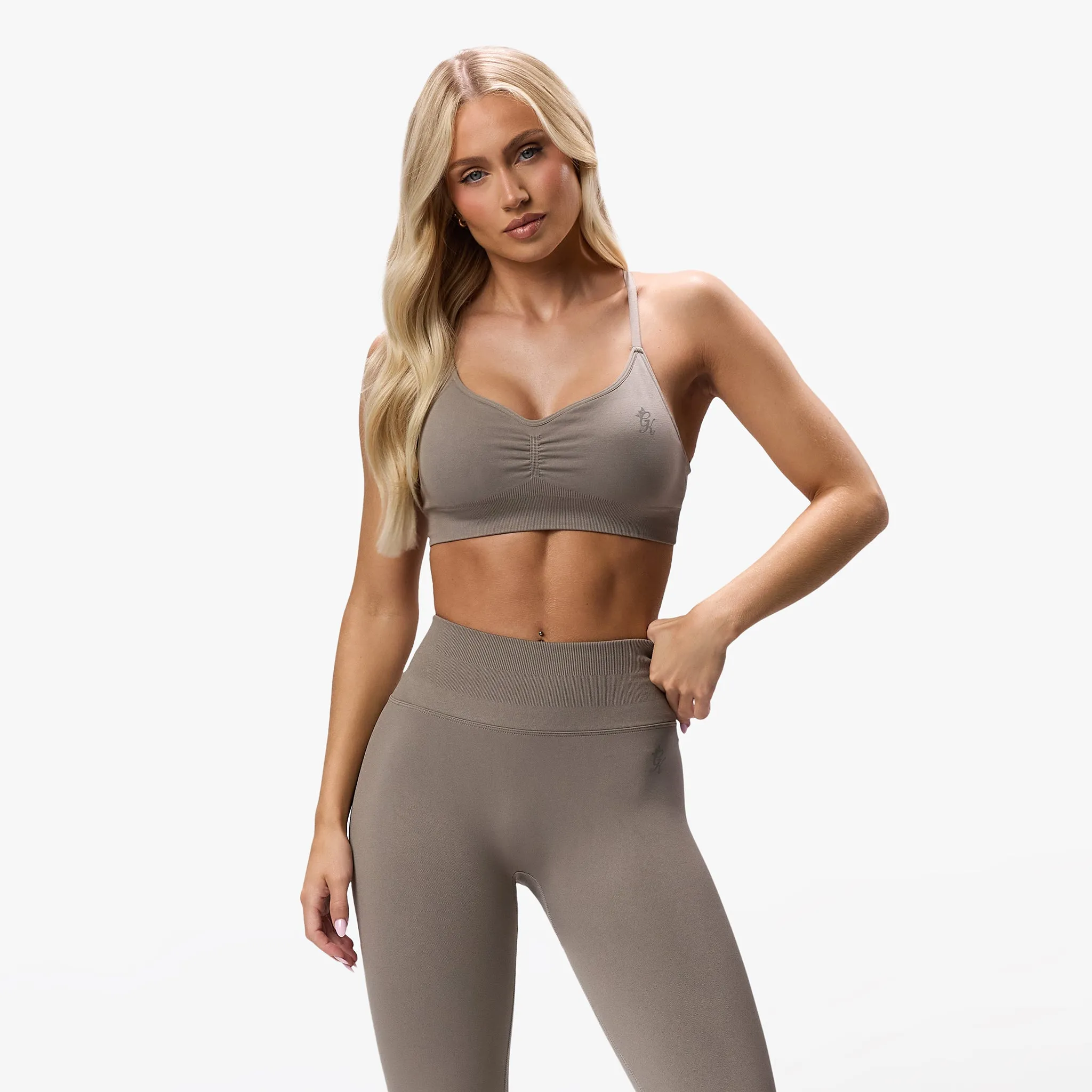 Gym King Sculpt Seamless Scrunch Bra - Truffle