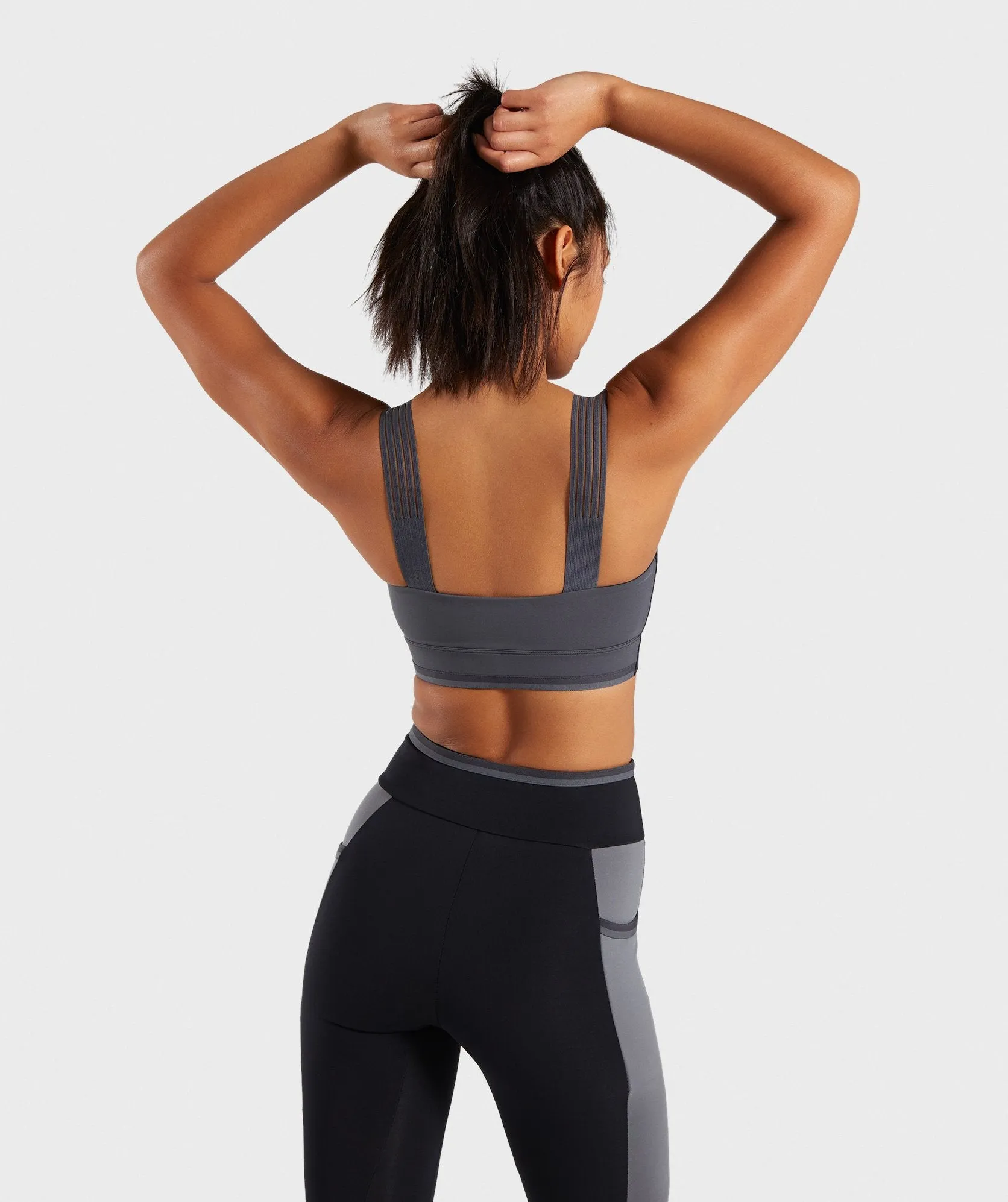 Gymshark Colour Block Sports Bra - Black/Charcoal/Smokey Grey