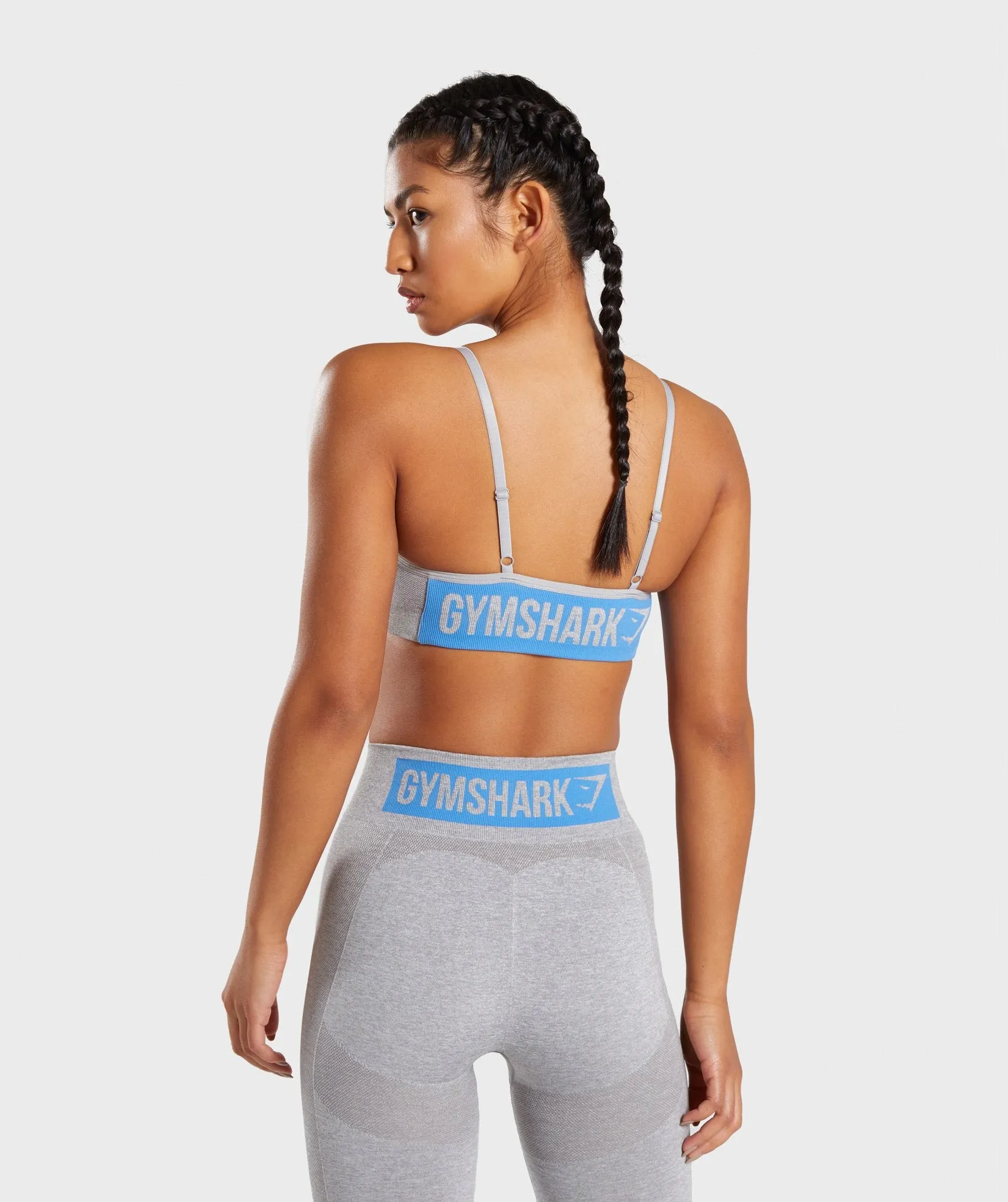 Gymshark Flex Strappy Sports Bra - Light Grey/Blue