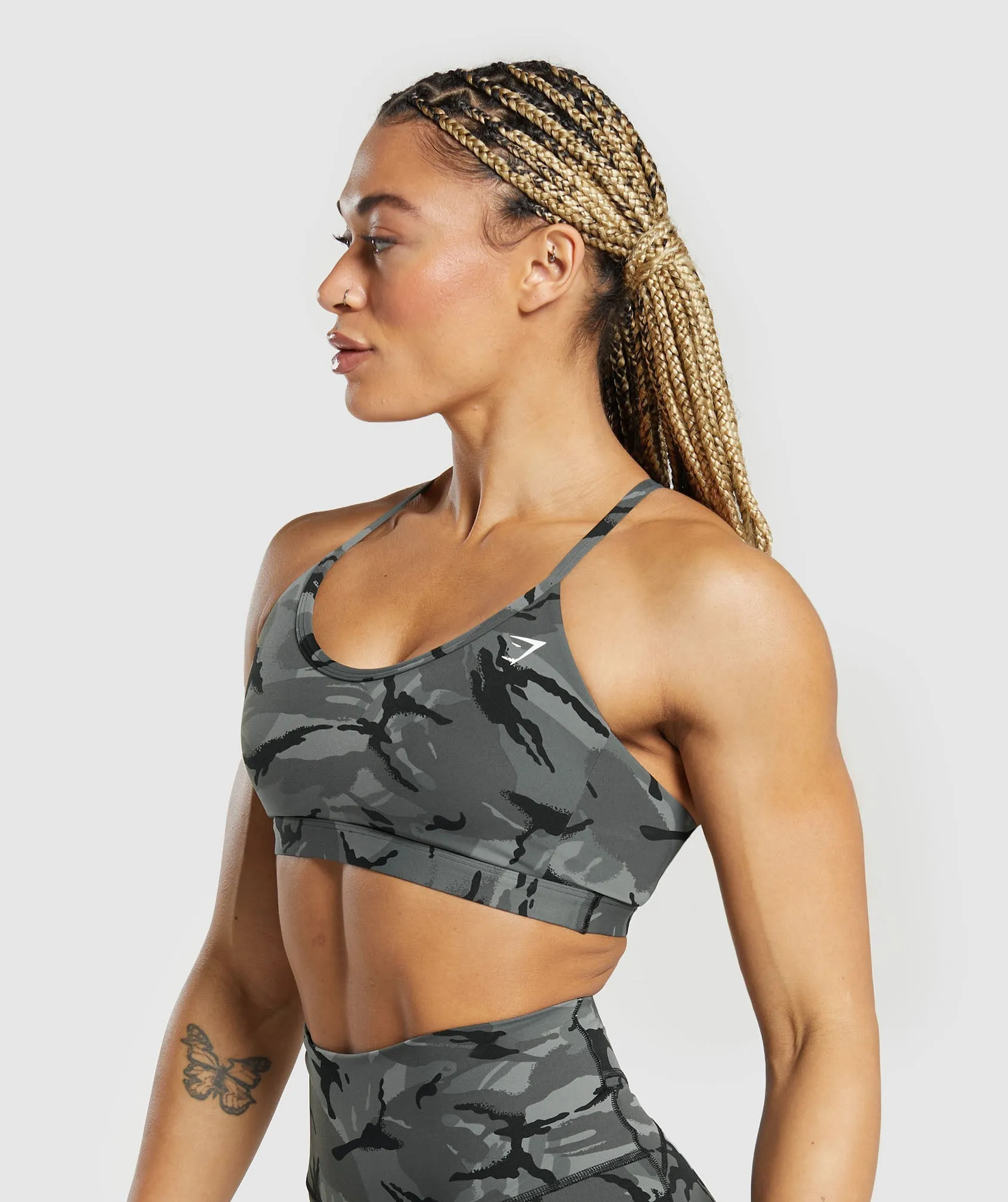 Gymshark Legacy Printed Sports Bra - Pitch Grey