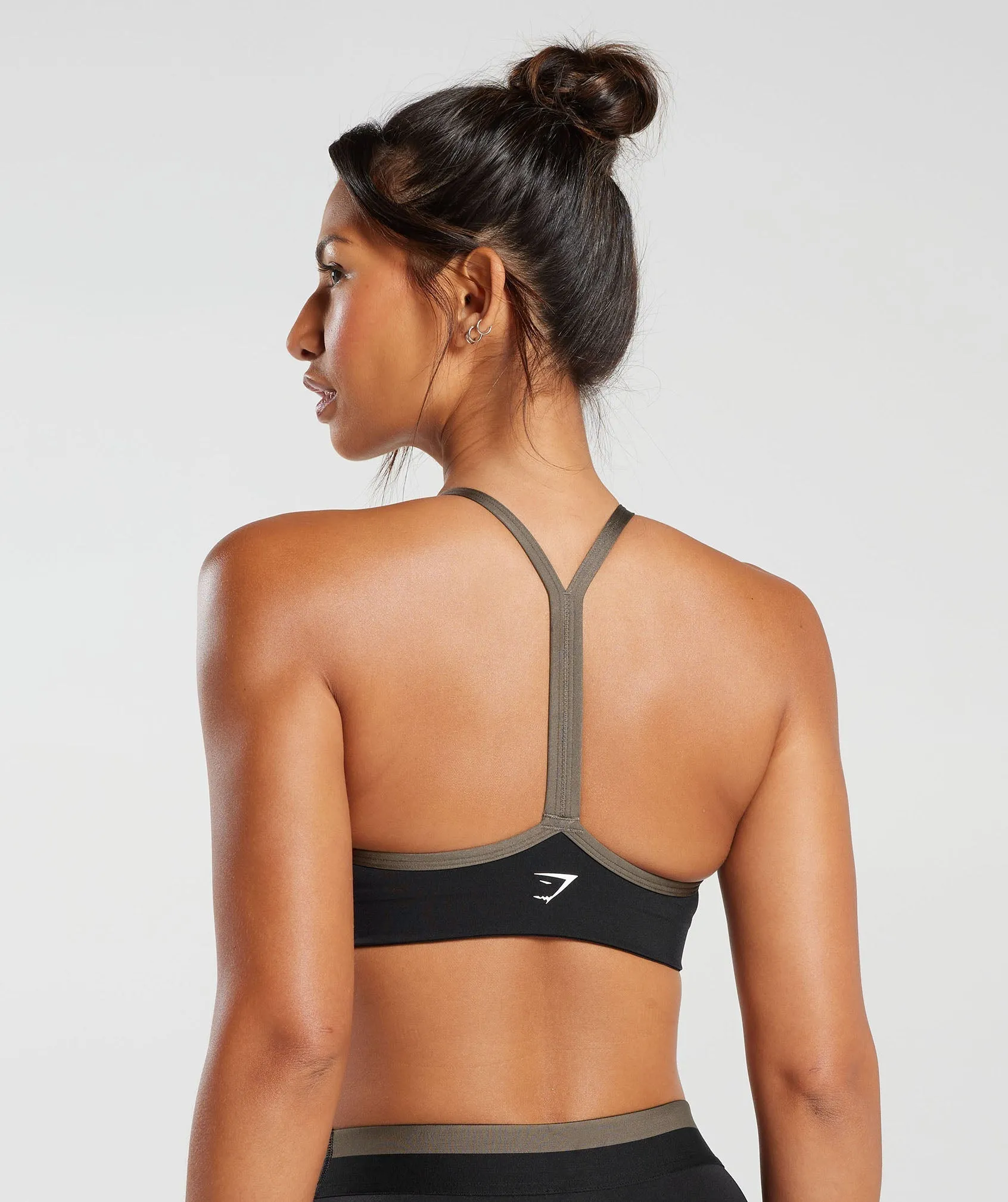 Gymshark Retro Club Sports Bra - Black/Camo Brown