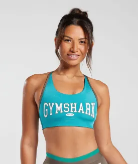 Gymshark Retro Club Sports Bra - Camo Brown/Seafoam Blue