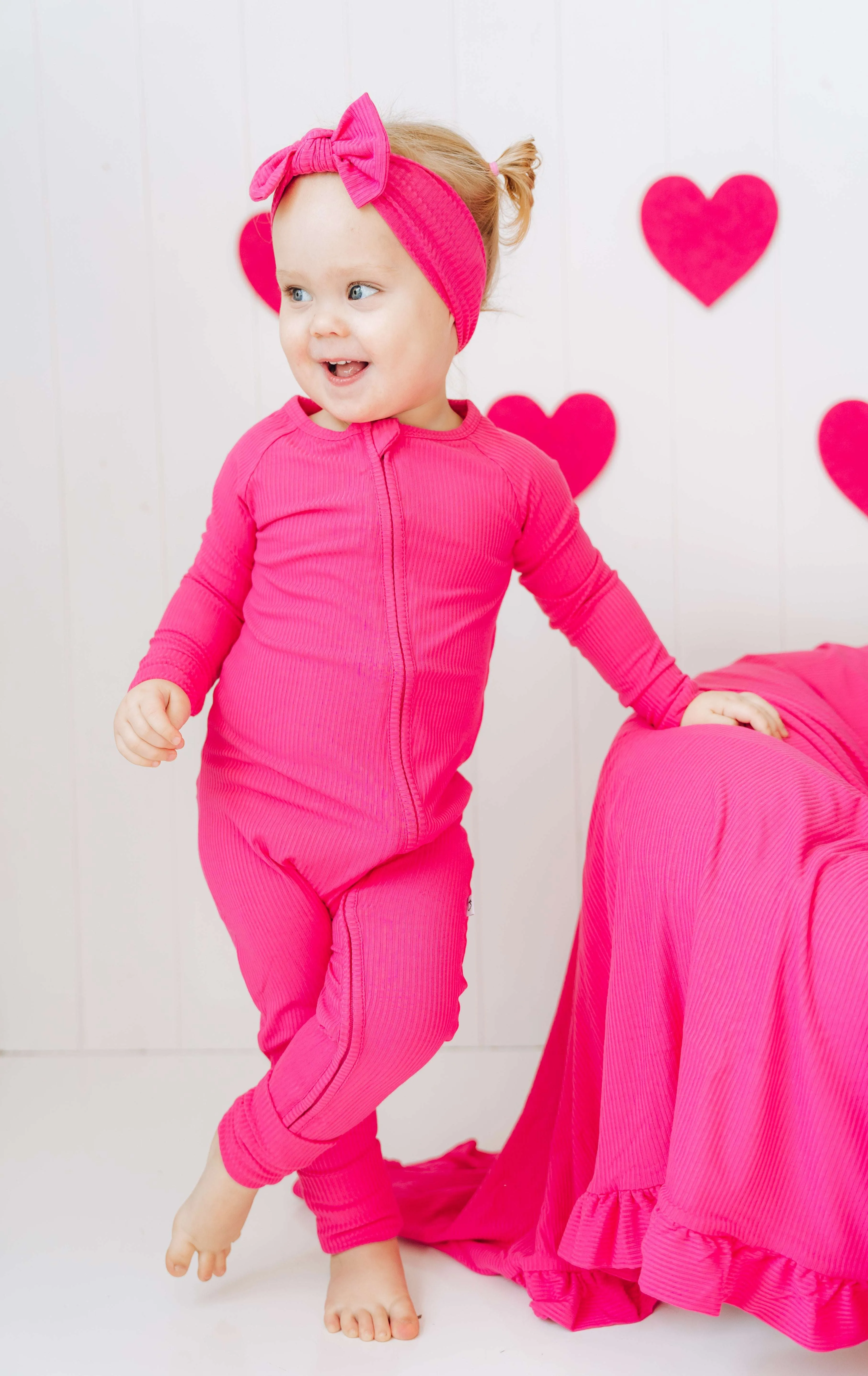 Hot Pink Rib Dream Baby Romper