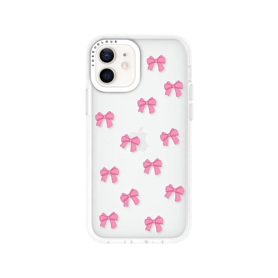 iPhone 12 Pink Ribbon Bow Mini Phone Case