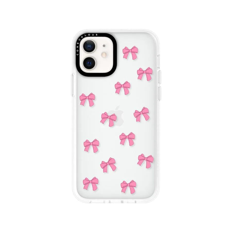 iPhone 12 Pink Ribbon Bow Mini Phone Case