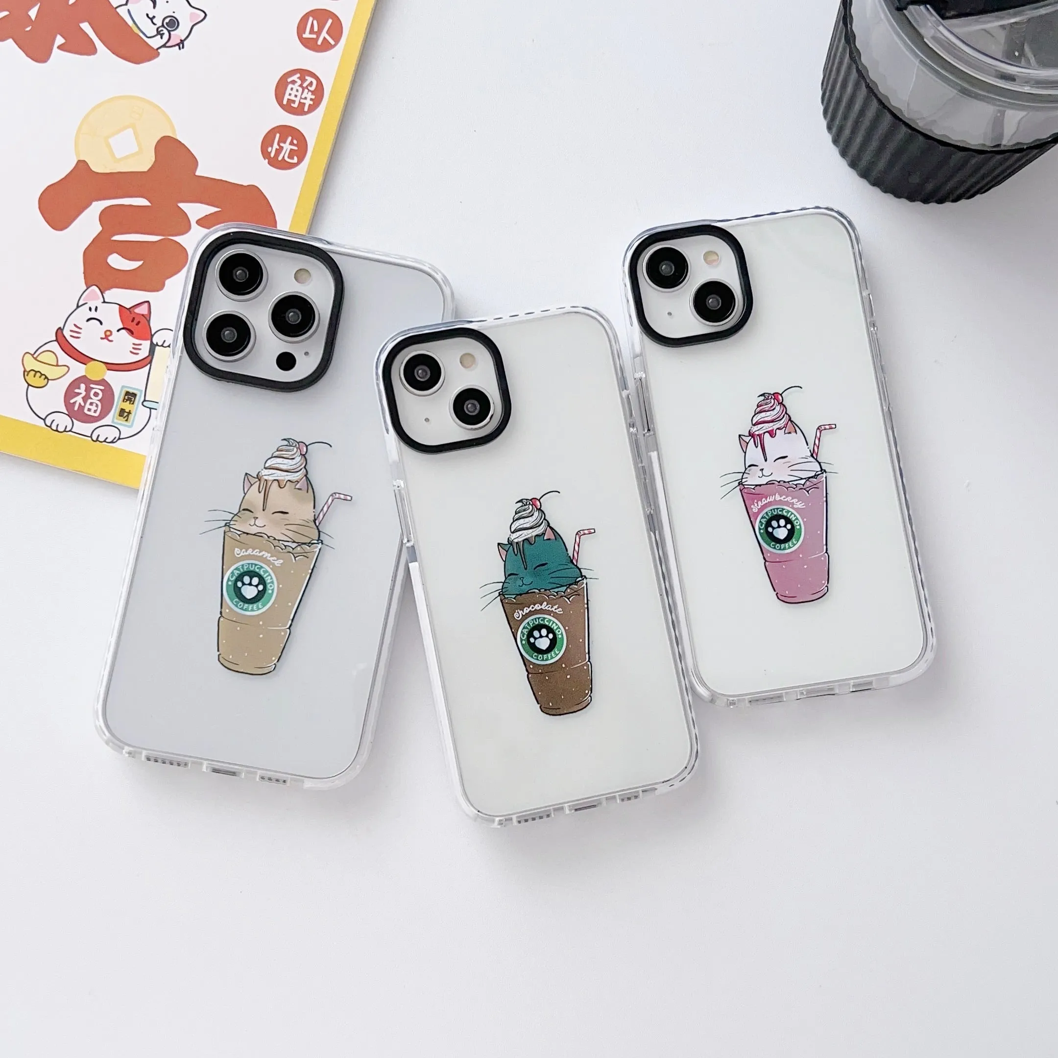 iPhone Impact Proof Silicon Case ( Cute Cat Cappuccino )