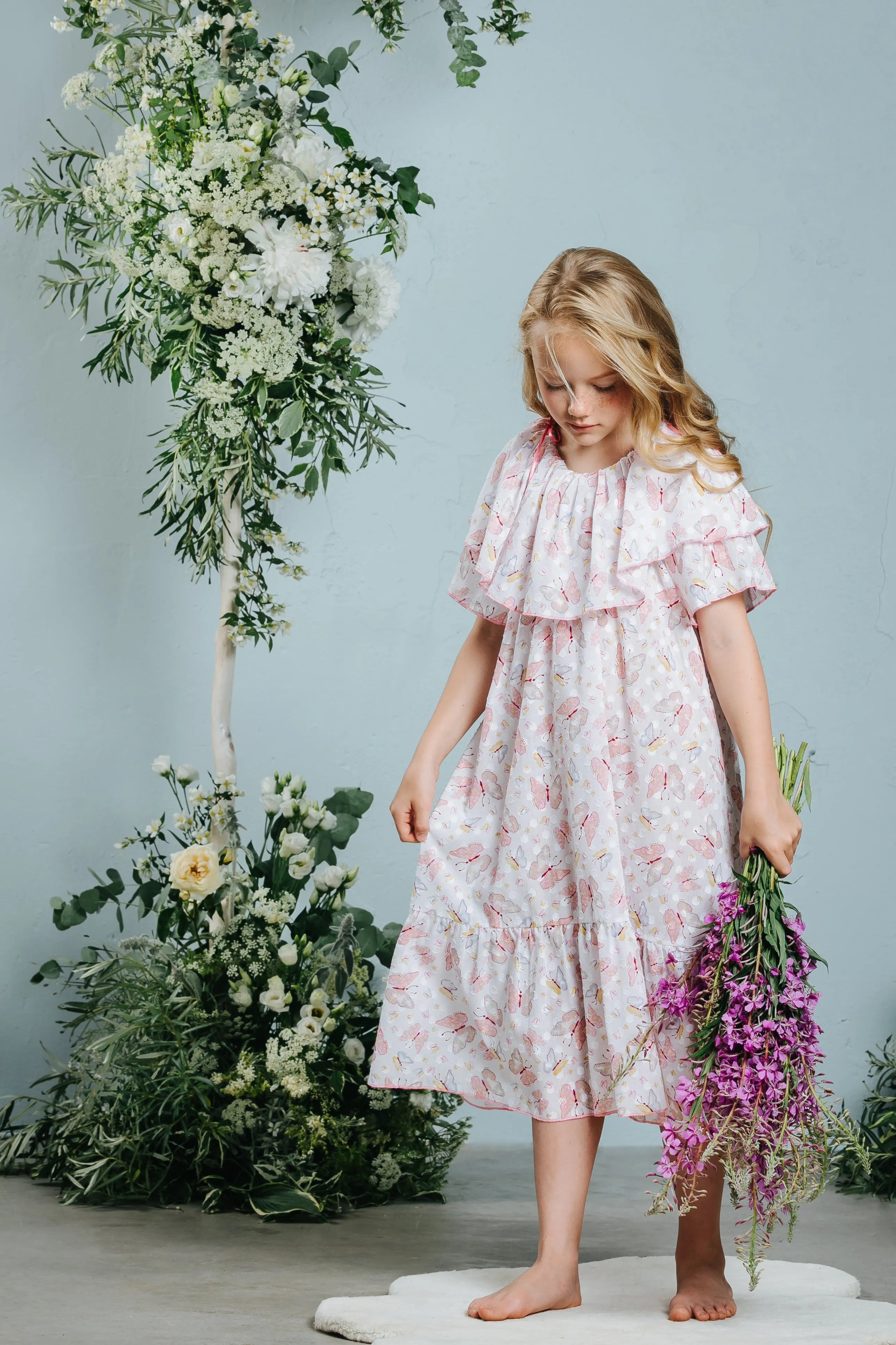 IRENA GIRLS’ COTTON NIGHTDRESS PINK BUTTERFLIES