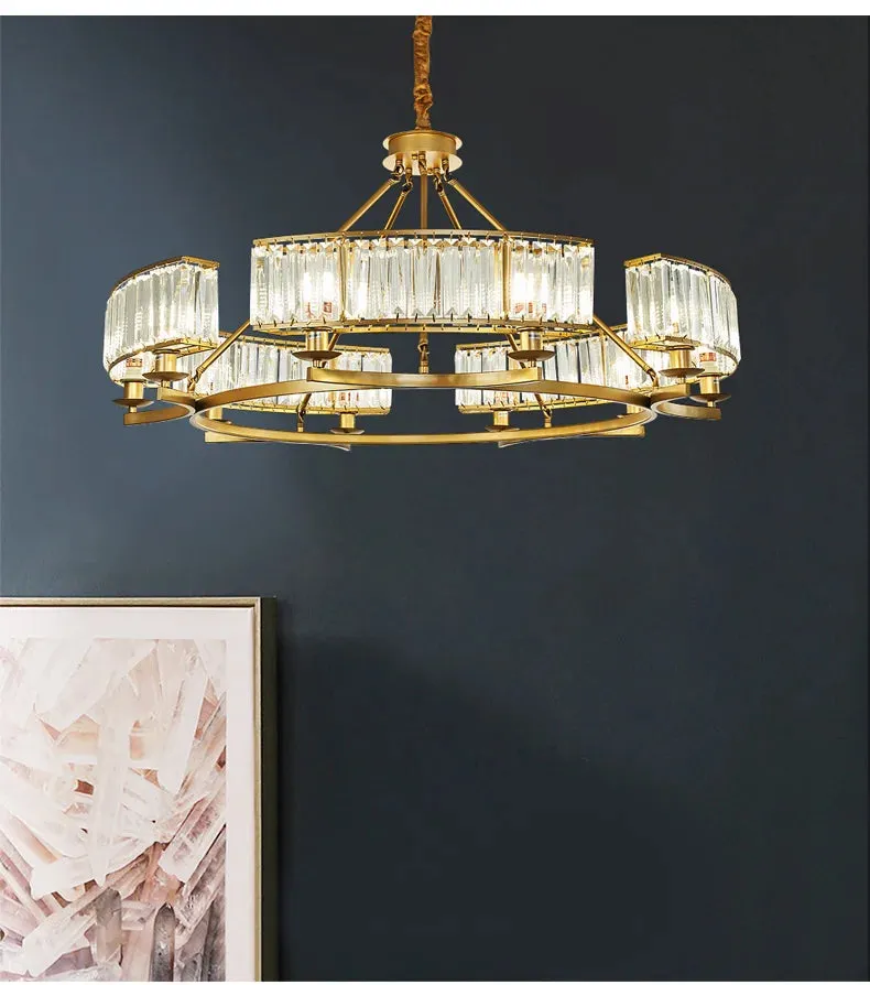 IWP K9 Crystal Modern Glass Chandelier Light Copper Luxury Hanging Lamp