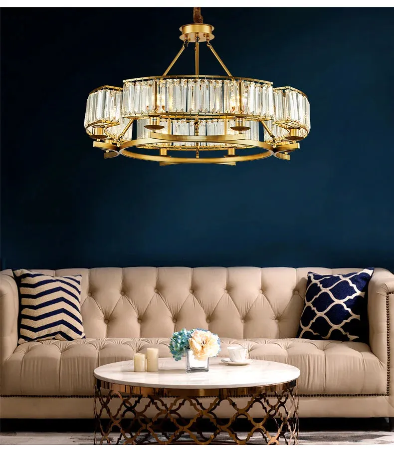 IWP K9 Crystal Modern Glass Chandelier Light Copper Luxury Hanging Lamp