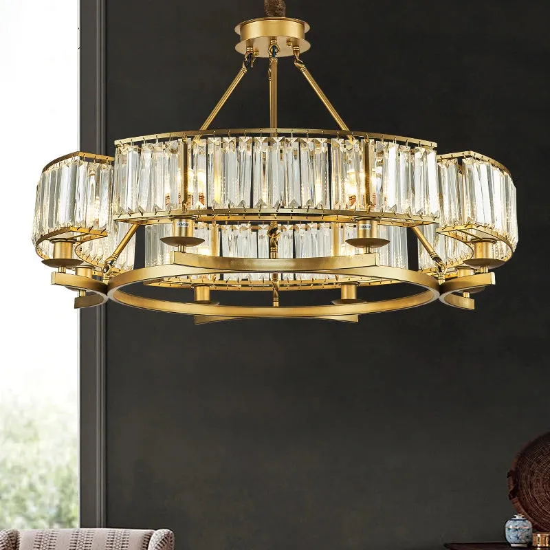 IWP K9 Crystal Modern Glass Chandelier Light Copper Luxury Hanging Lamp