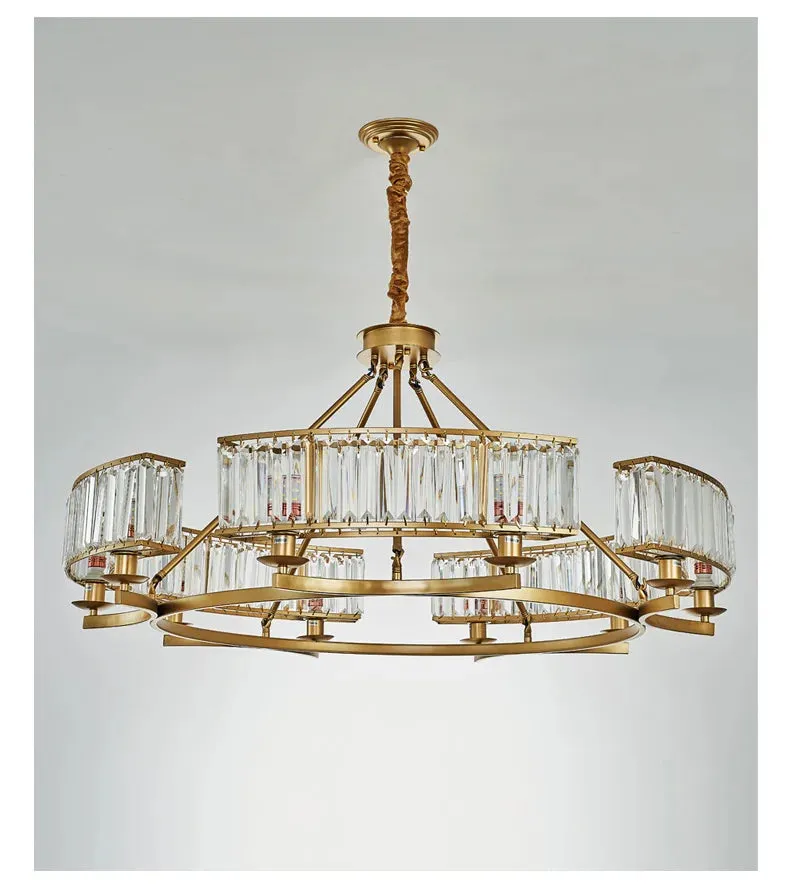 IWP K9 Crystal Modern Glass Chandelier Light Copper Luxury Hanging Lamp