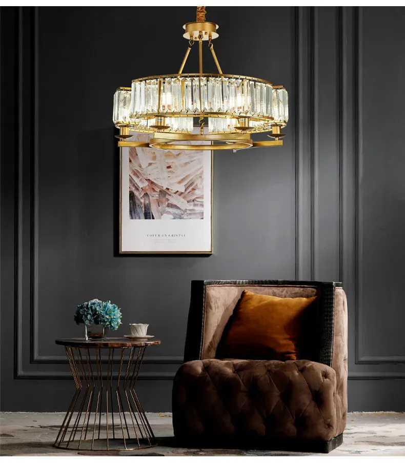 IWP K9 Crystal Modern Glass Chandelier Light Copper Luxury Hanging Lamp