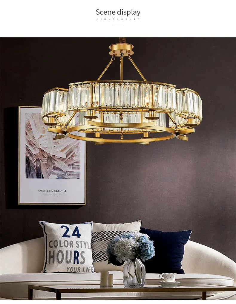 IWP K9 Crystal Modern Glass Chandelier Light Copper Luxury Hanging Lamp