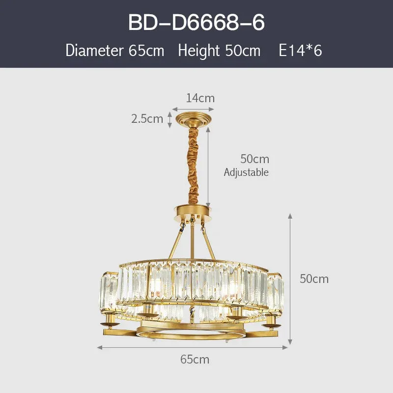 IWP K9 Crystal Modern Glass Chandelier Light Copper Luxury Hanging Lamp