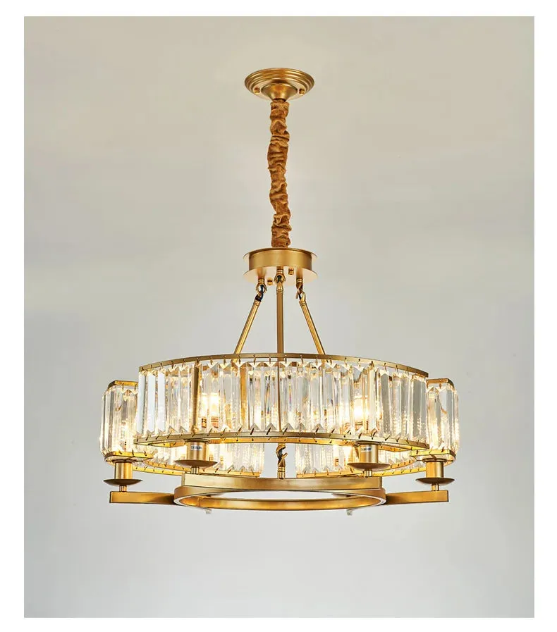 IWP K9 Crystal Modern Glass Chandelier Light Copper Luxury Hanging Lamp