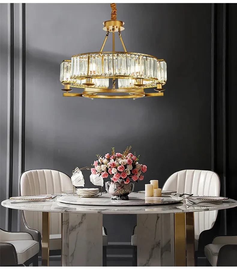 IWP K9 Crystal Modern Glass Chandelier Light Copper Luxury Hanging Lamp