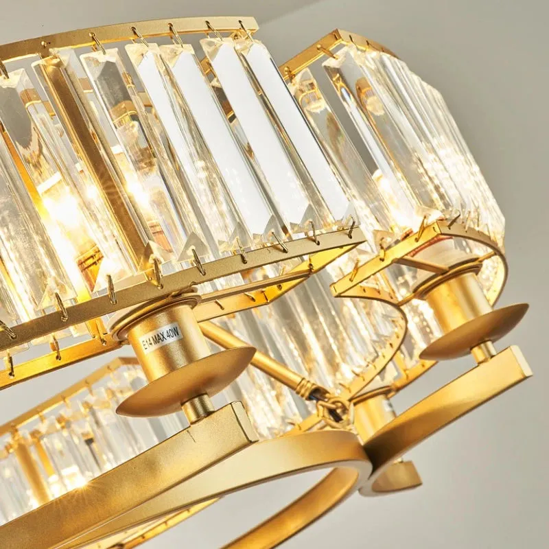 IWP K9 Crystal Modern Glass Chandelier Light Copper Luxury Hanging Lamp
