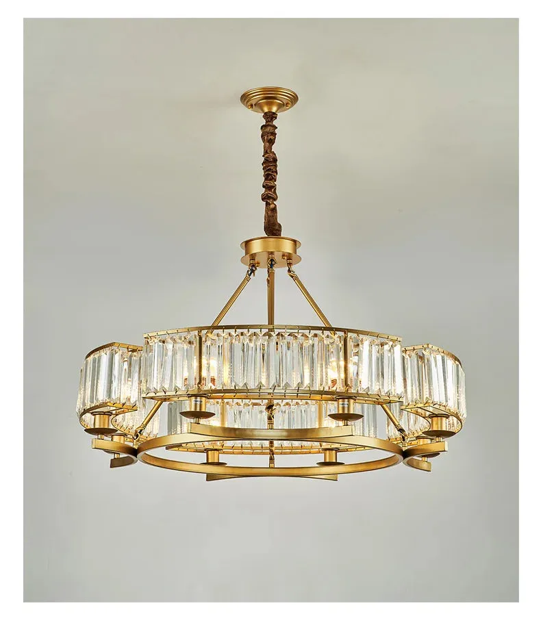 IWP K9 Crystal Modern Glass Chandelier Light Copper Luxury Hanging Lamp
