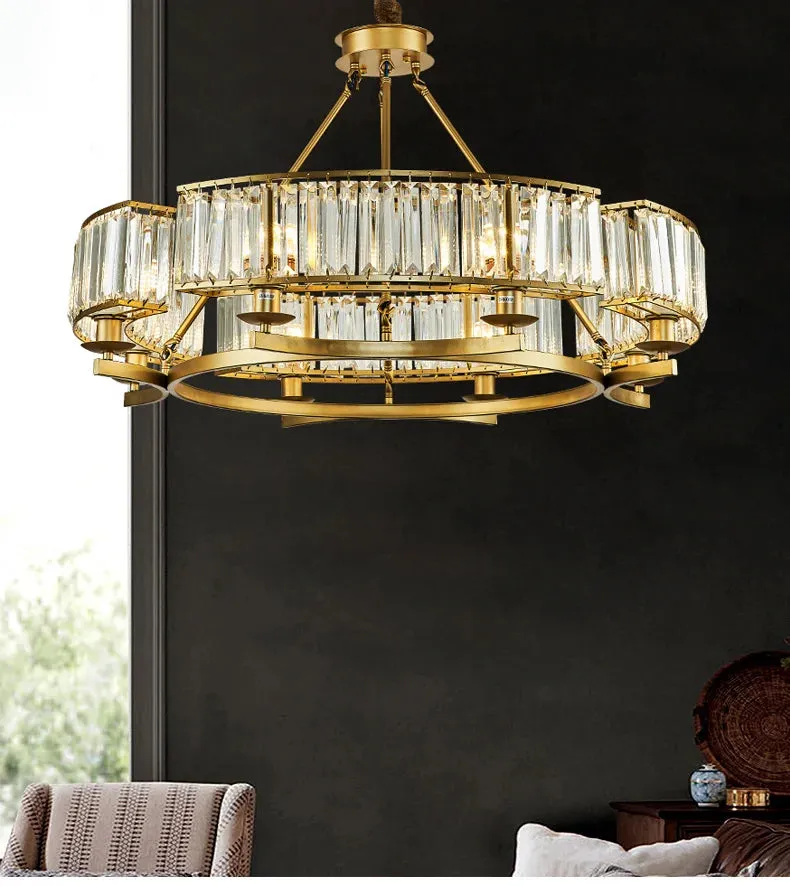 IWP K9 Crystal Modern Glass Chandelier Light Copper Luxury Hanging Lamp