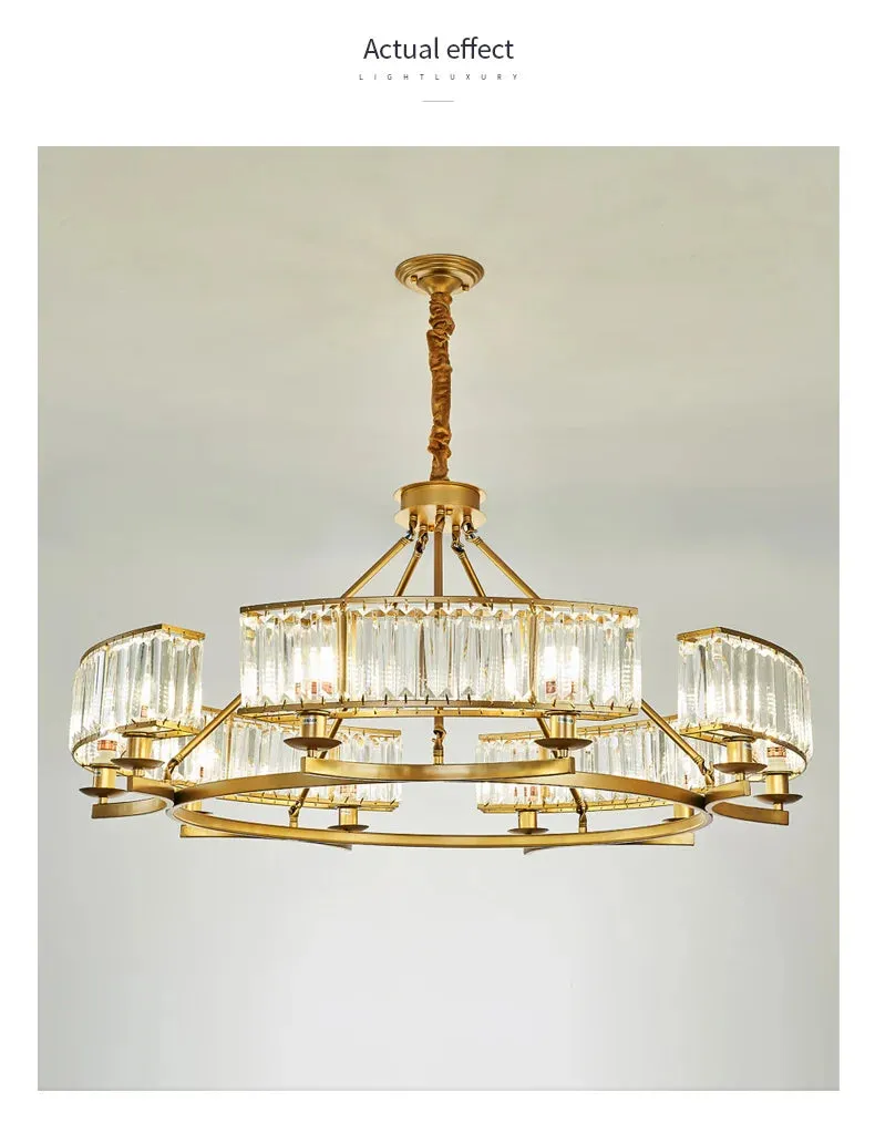 IWP K9 Crystal Modern Glass Chandelier Light Copper Luxury Hanging Lamp