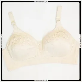 Ladies Soft Thin Padded Wireless Floral Lace Design Comfy Bra