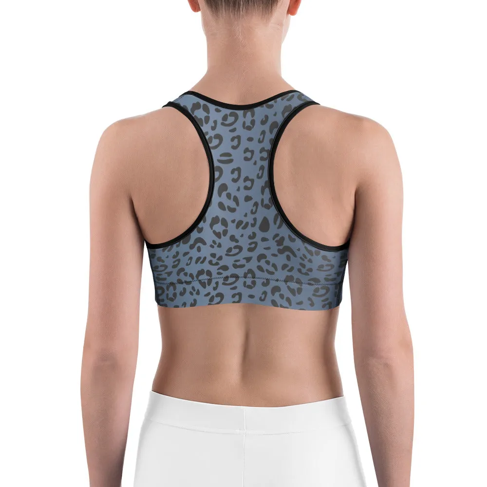 Lesbian Pride Flash Blue Leopard Print Sports bra