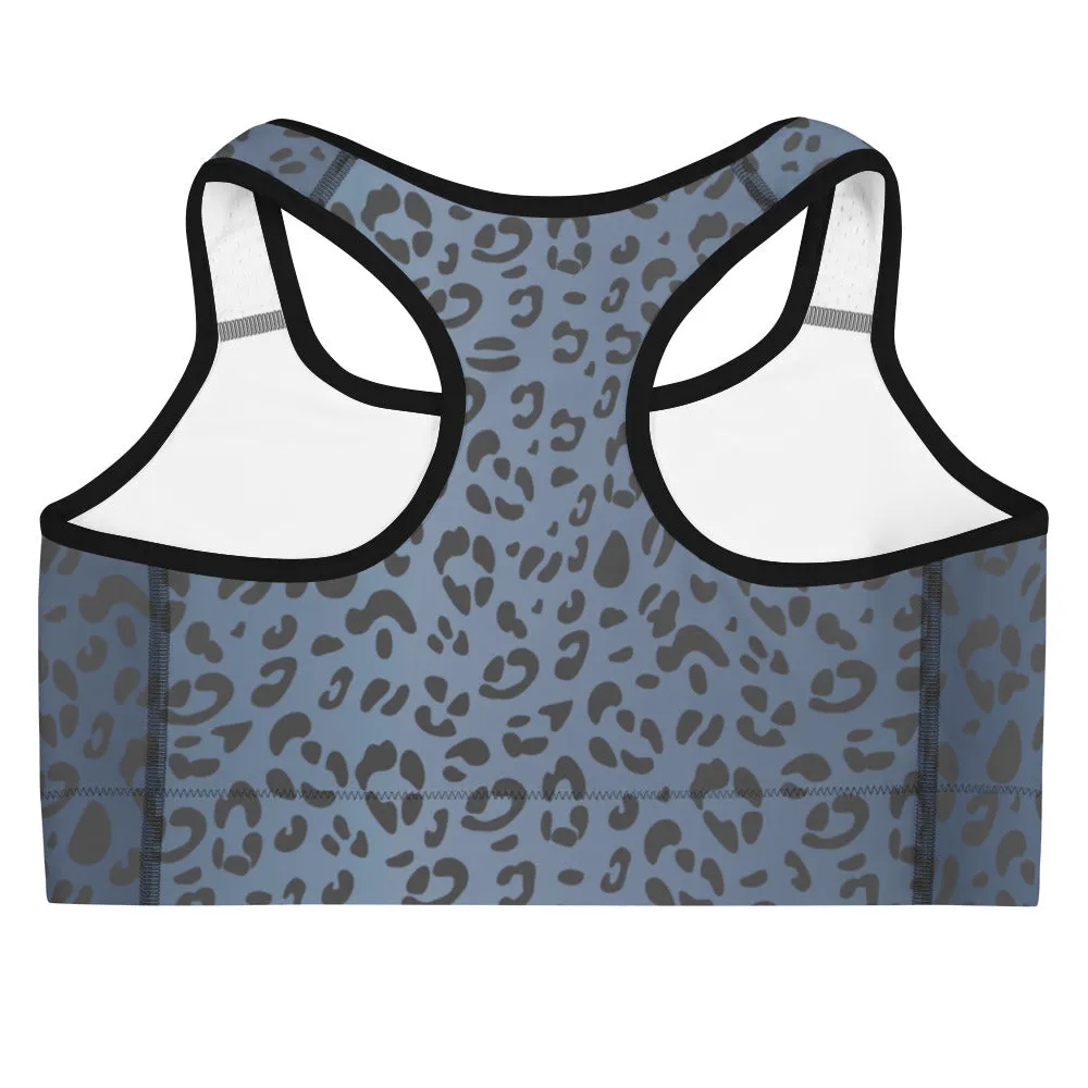Lesbian Pride Flash Blue Leopard Print Sports bra