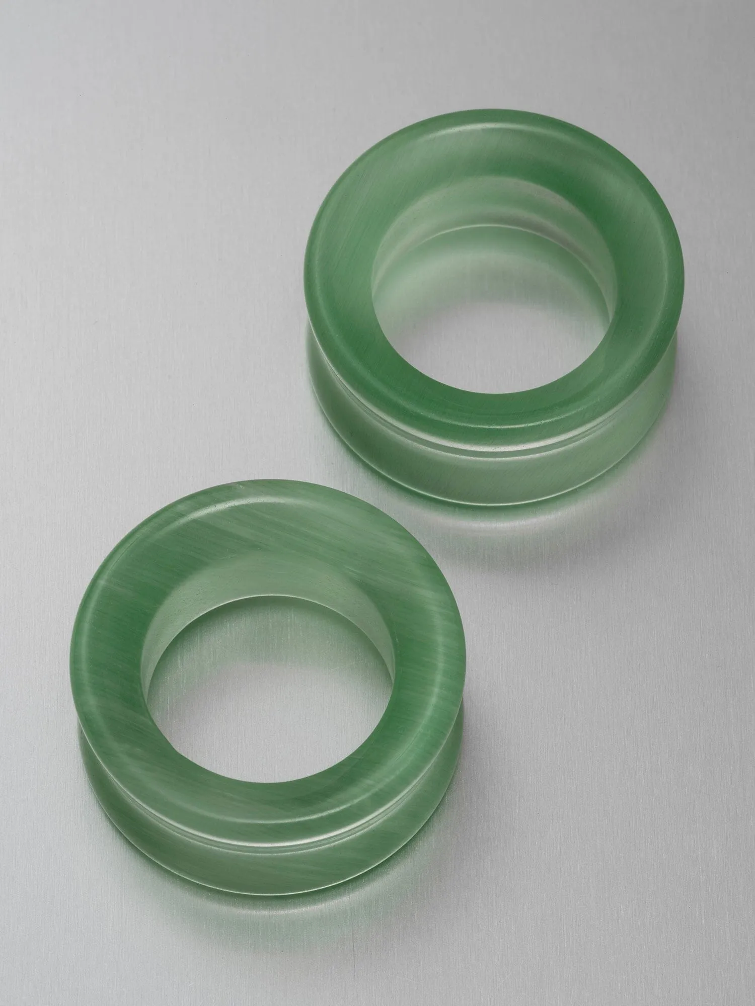 Lime Green Cat's Eye Stone Tunnels