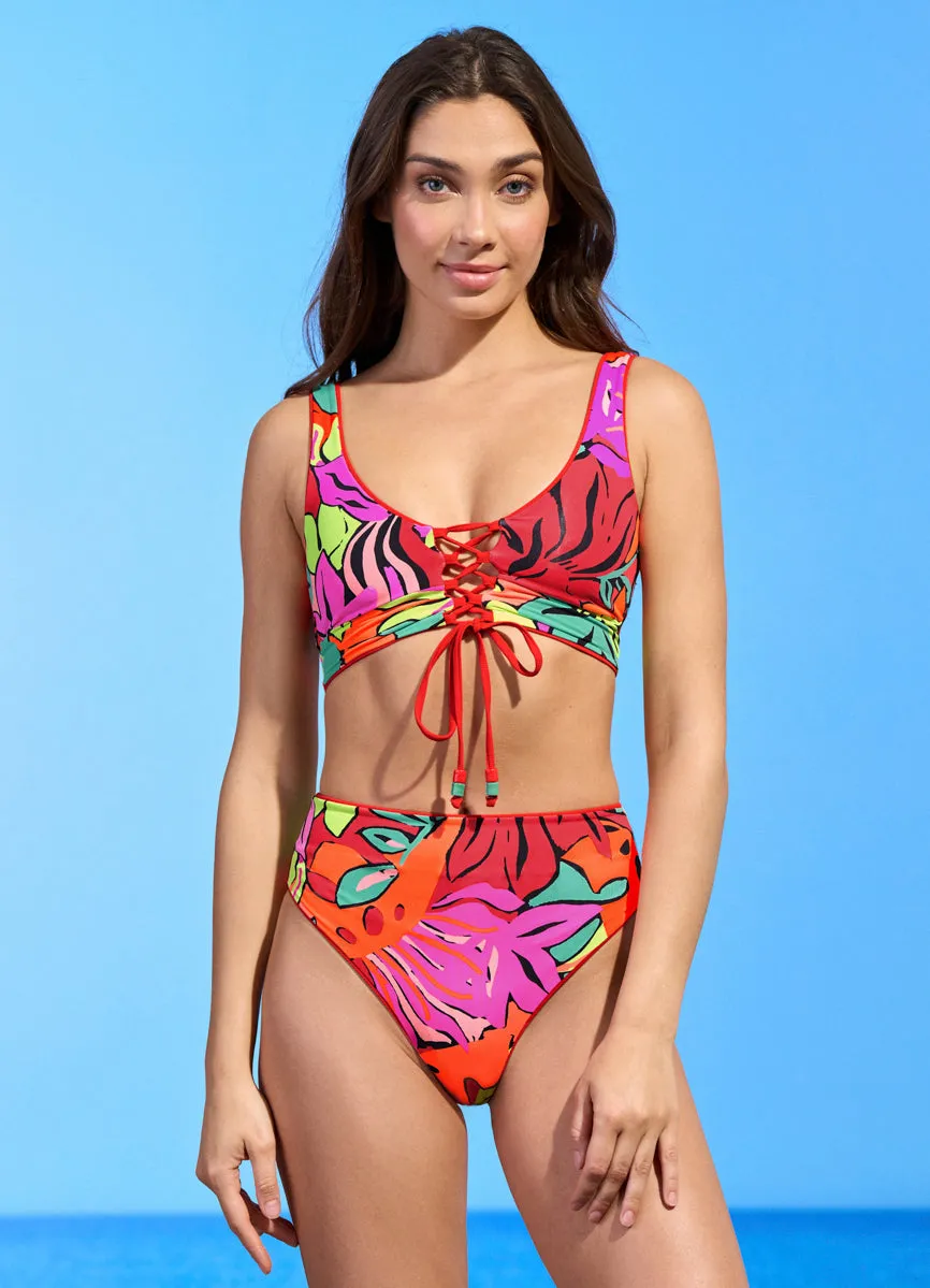 Maaji Crimson Paradise Long Line Triangle Bikini Top