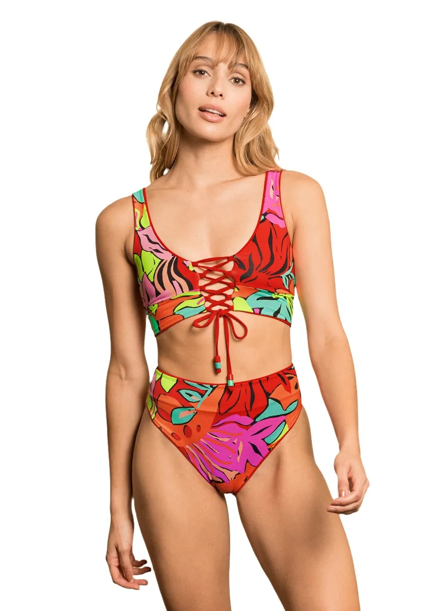 Maaji Crimson Paradise Long Line Triangle Bikini Top