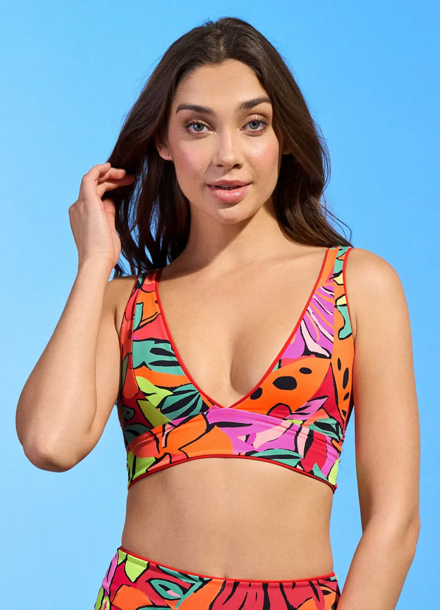 Maaji Crimson Paradise Long Line Triangle Bikini Top