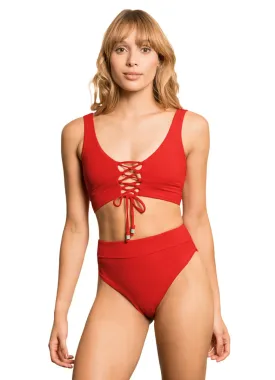 Maaji Crimson Paradise Long Line Triangle Bikini Top