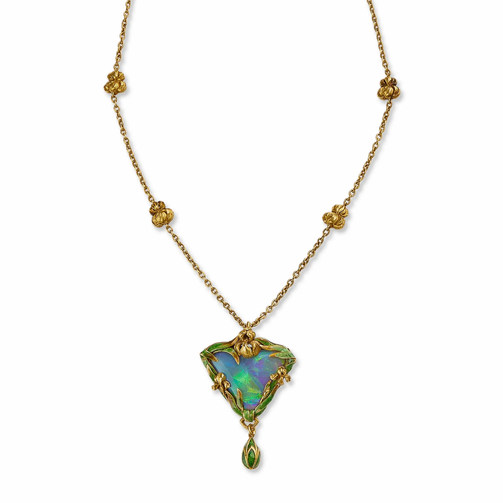 Marcus & Co. Black Opal and Enamel Pendant Necklace