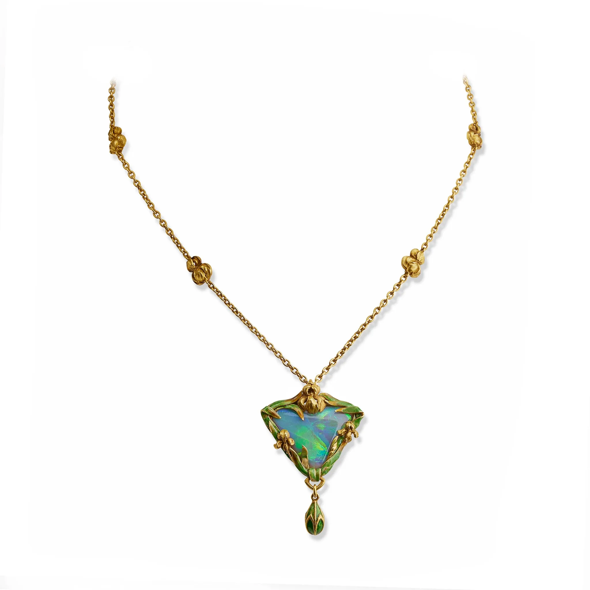 Marcus & Co. Black Opal and Enamel Pendant Necklace