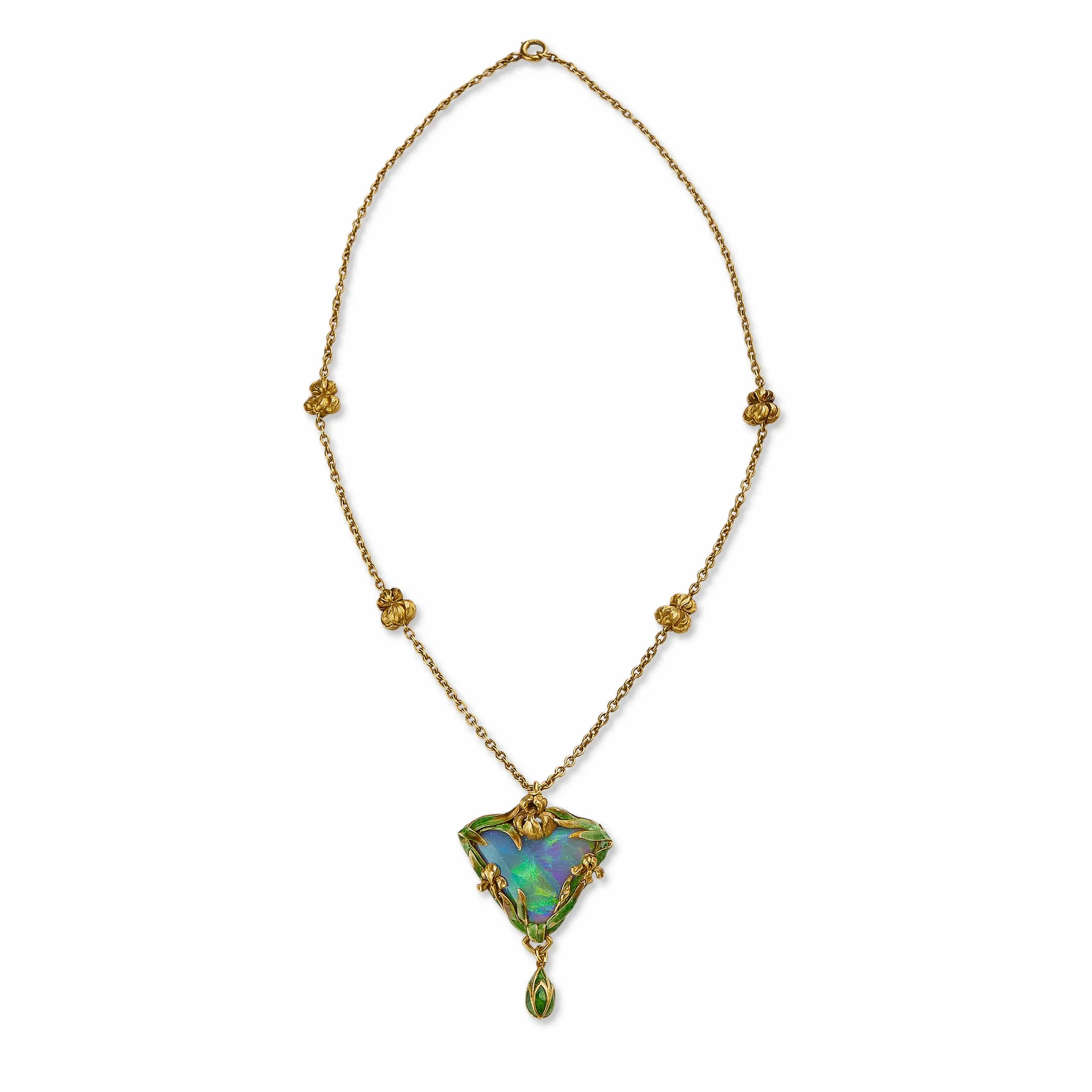 Marcus & Co. Black Opal and Enamel Pendant Necklace