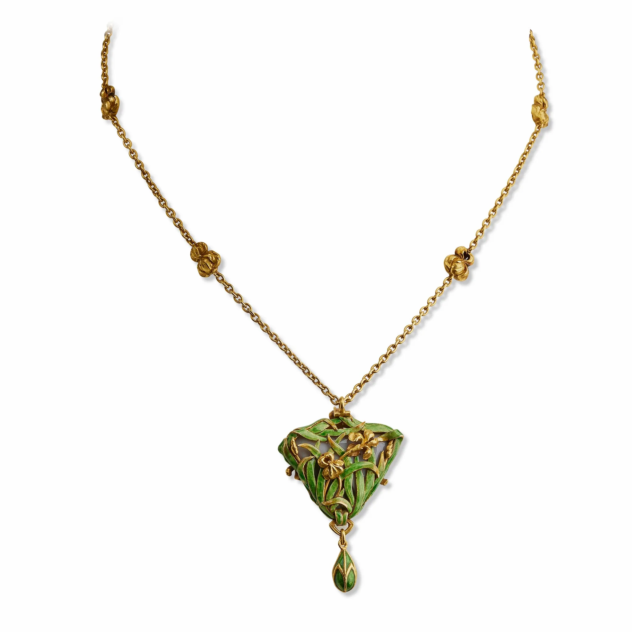 Marcus & Co. Black Opal and Enamel Pendant Necklace