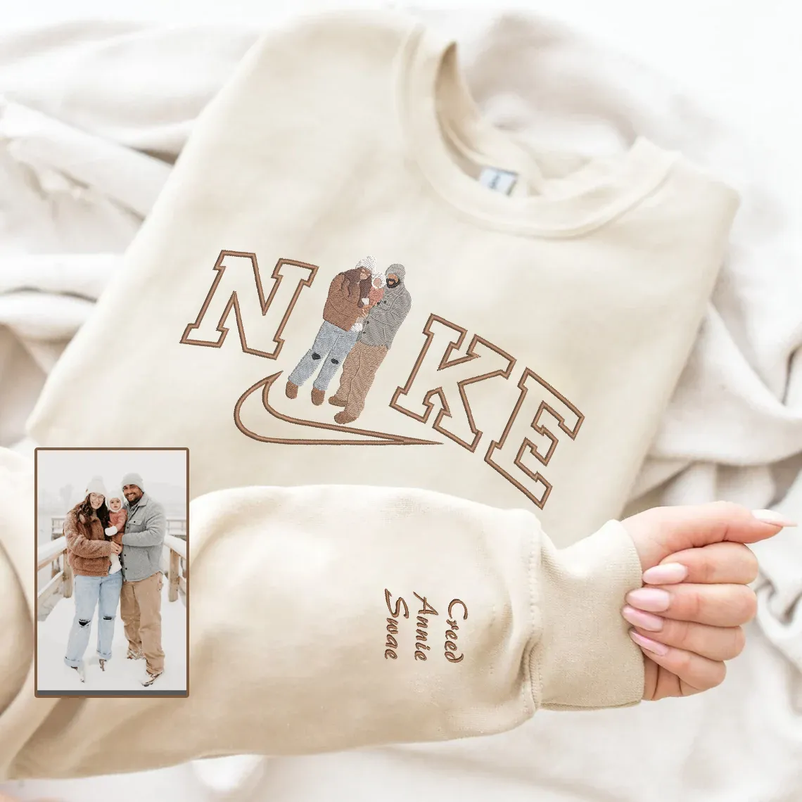 Mother's Day Personalized Embroidered Family Photo Hoodie Sweatshirt T-Shirt