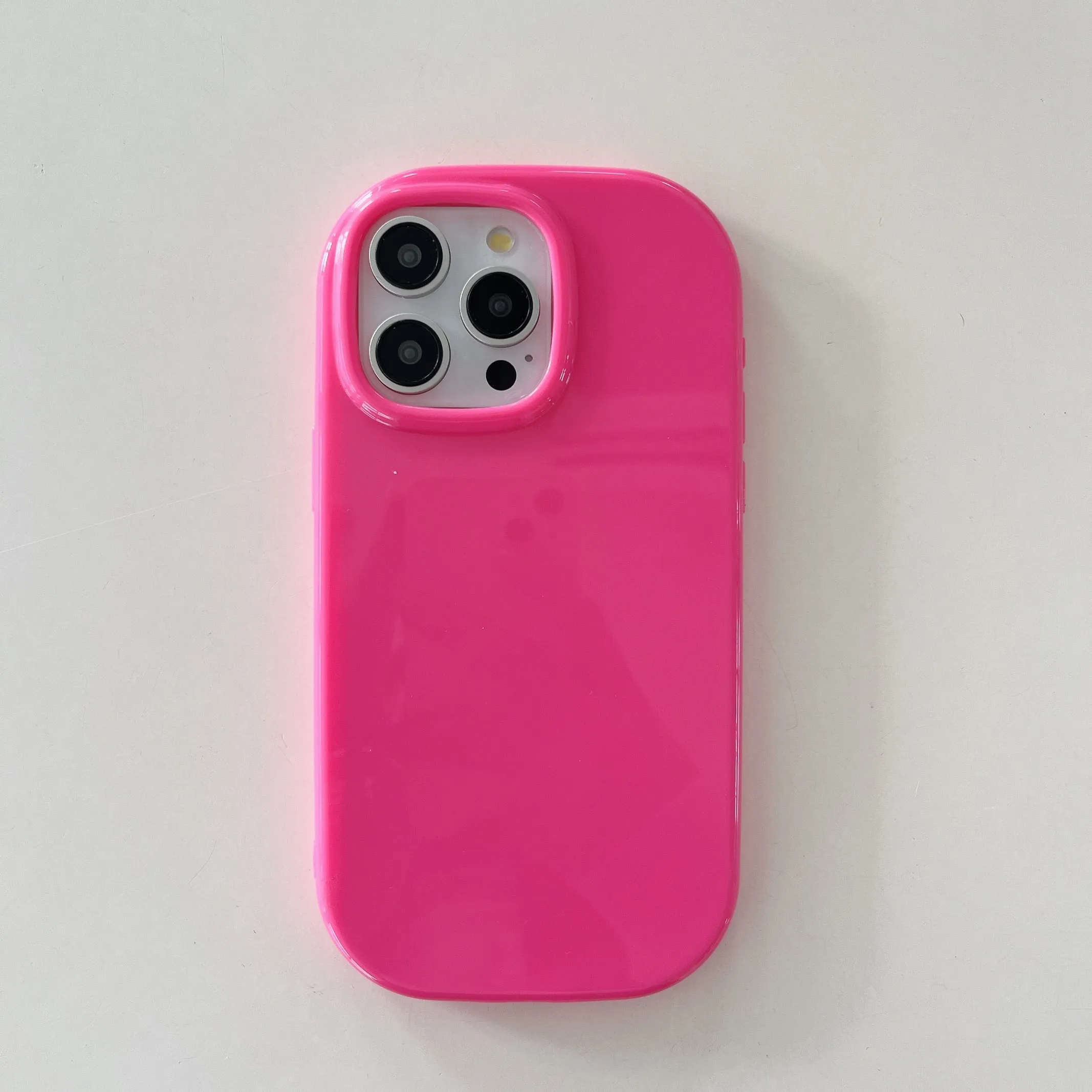Oval Shape Customised Silicon Case With Beaded Charm for iPhone ( Pink )