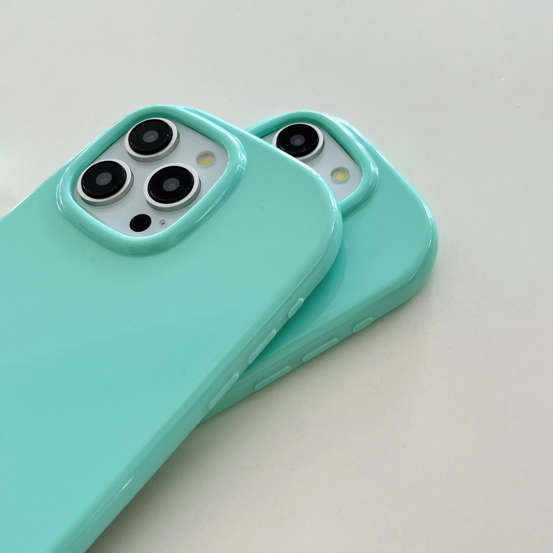 Oval Shape Customised Silicon Case With Beaded Phone Charm for iPhone ( Sea Blue )