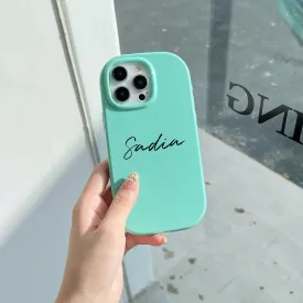 Oval Shape Customised Silicon Case With Beaded Phone Charm for iPhone ( Sea Blue )