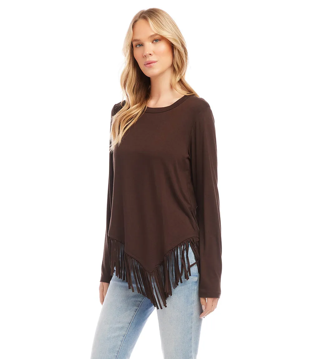Petite Size Asymmetric Fringe Top