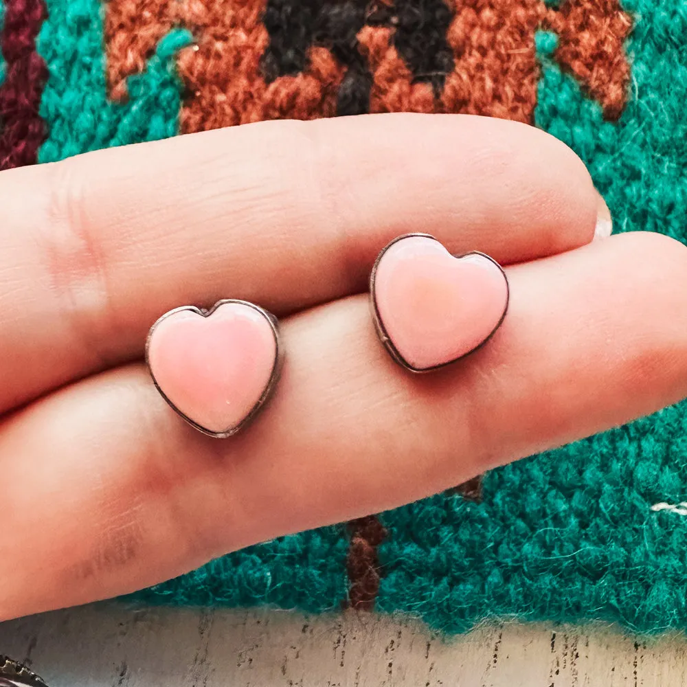 Piece Of My Heart Pink Conch Stud Earrings
