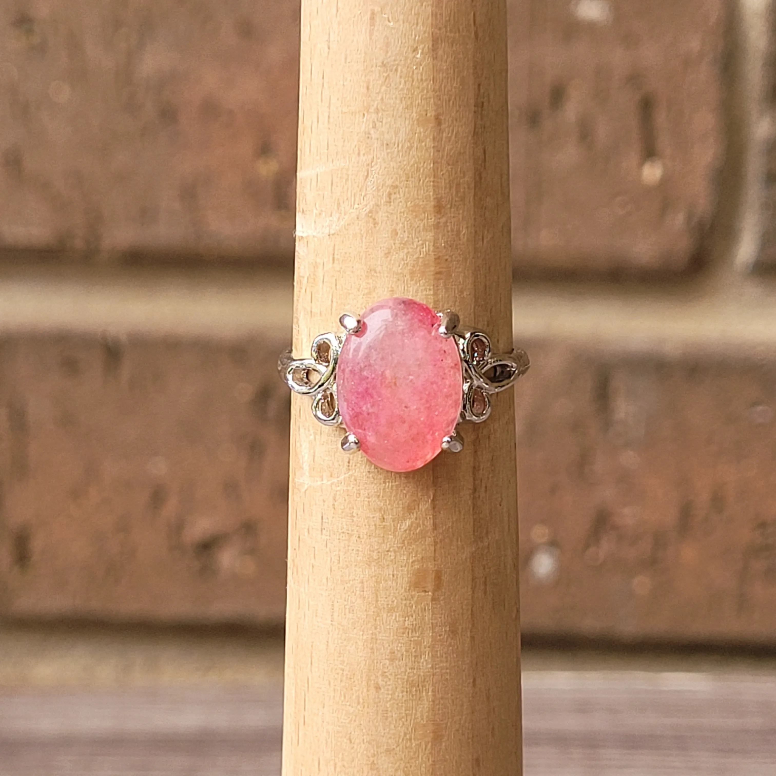 Pink agata silver 925 ring