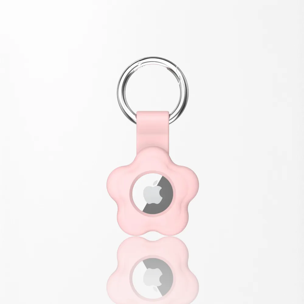 Pink Flower Silicone AirTag Case