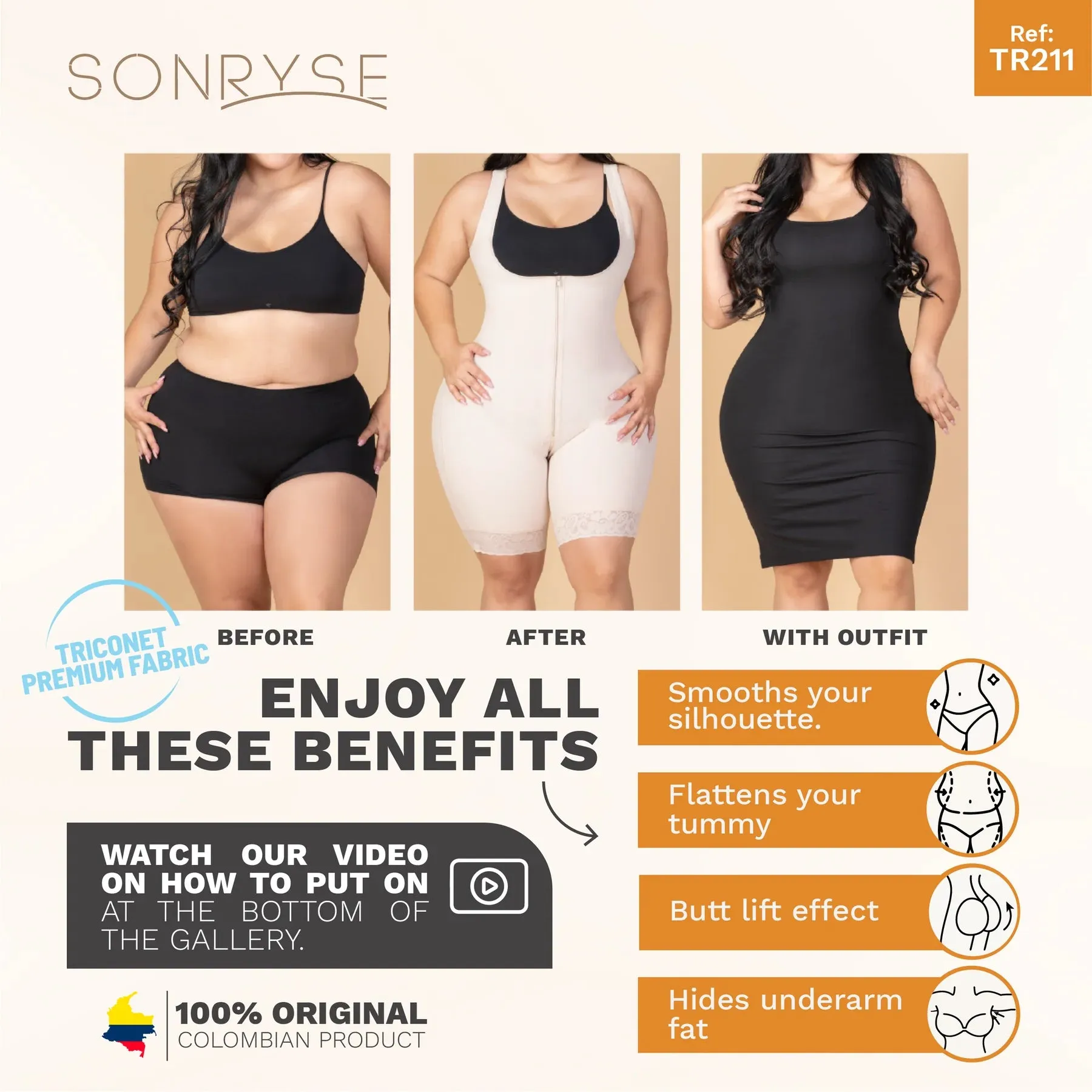 Postpartum Natural-birth Wide Straps, Open Bust, Medium Compression Sonryse TR211