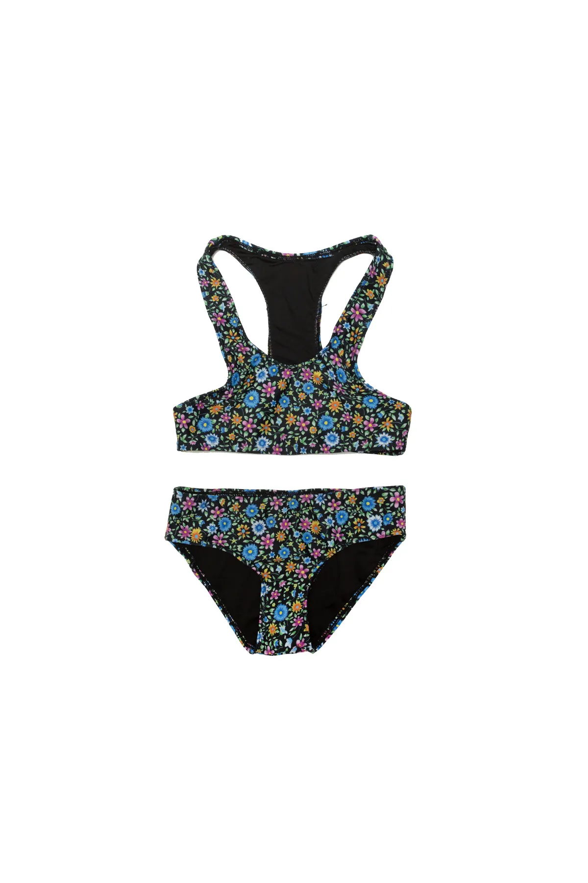 Racer Back Bikini Star Flower Black