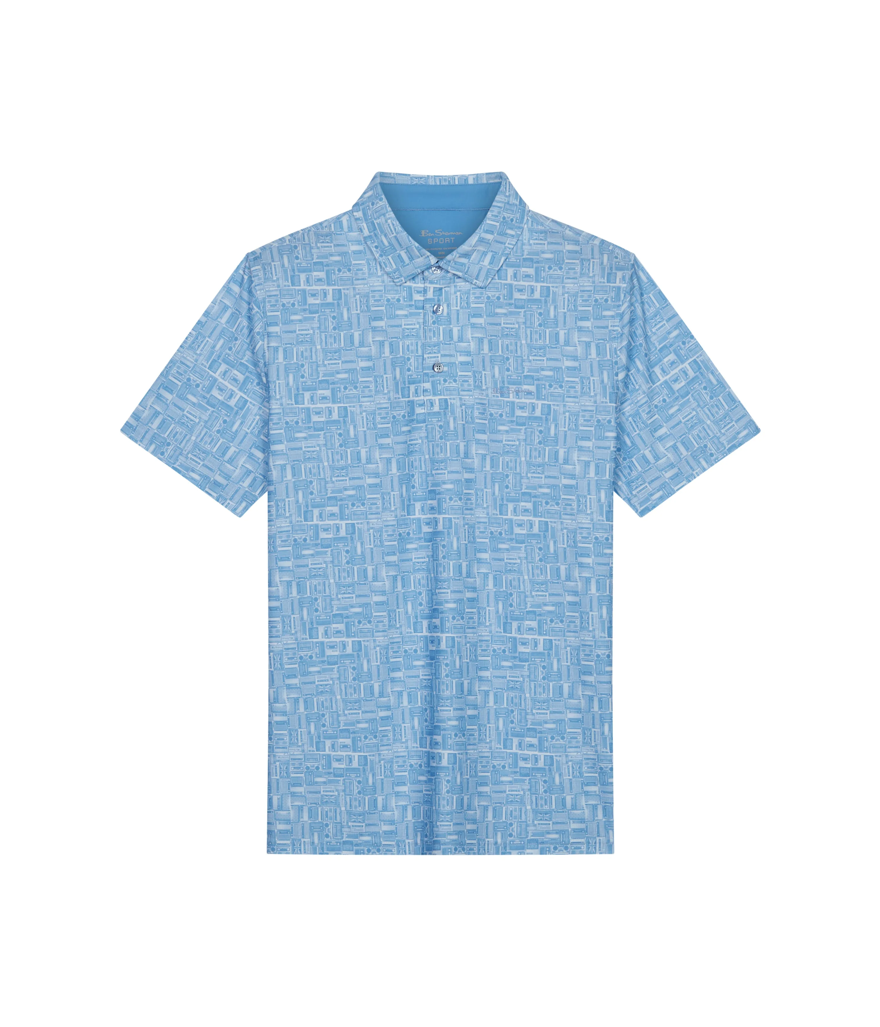 Radio Stack Tech Jersey Sports Fit Polo - Light Blue